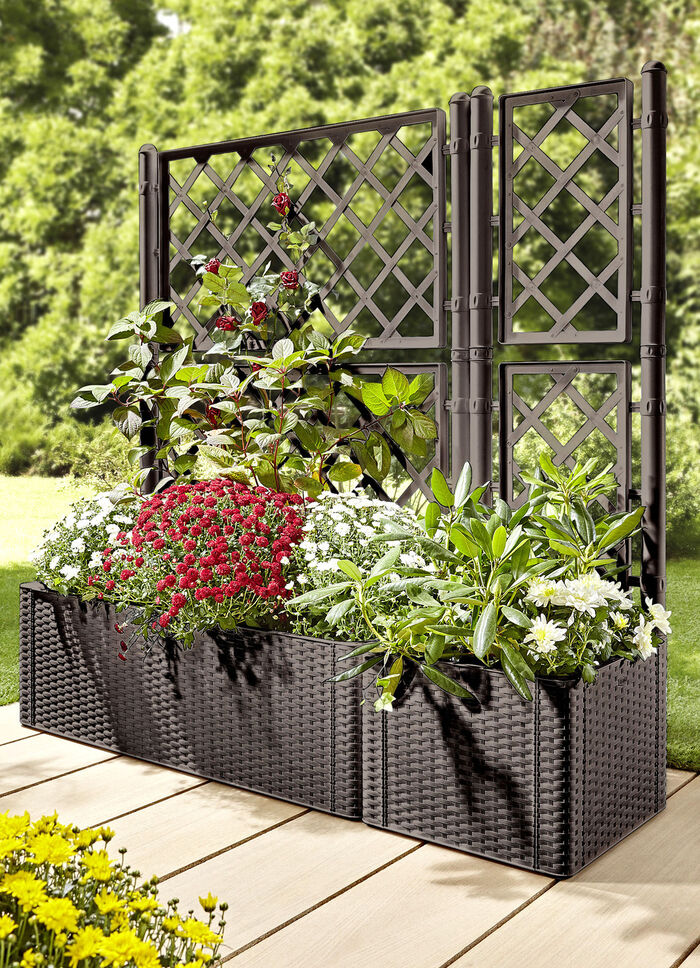 Pflanzkasten in moderner Rattan-Optik BRAUN