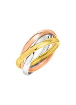 Ineinander verschlungener Damenring in Tricolor 