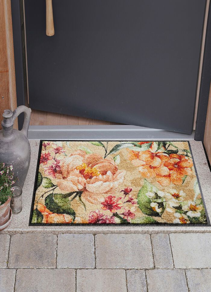 Fussmatte Blumen mit rutschhemmender R&uuml;ckseite 