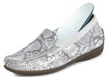Waldl&auml;ufer Mokassin-Slipper mit moderner Reptilpr&auml;gung MATTSILBER