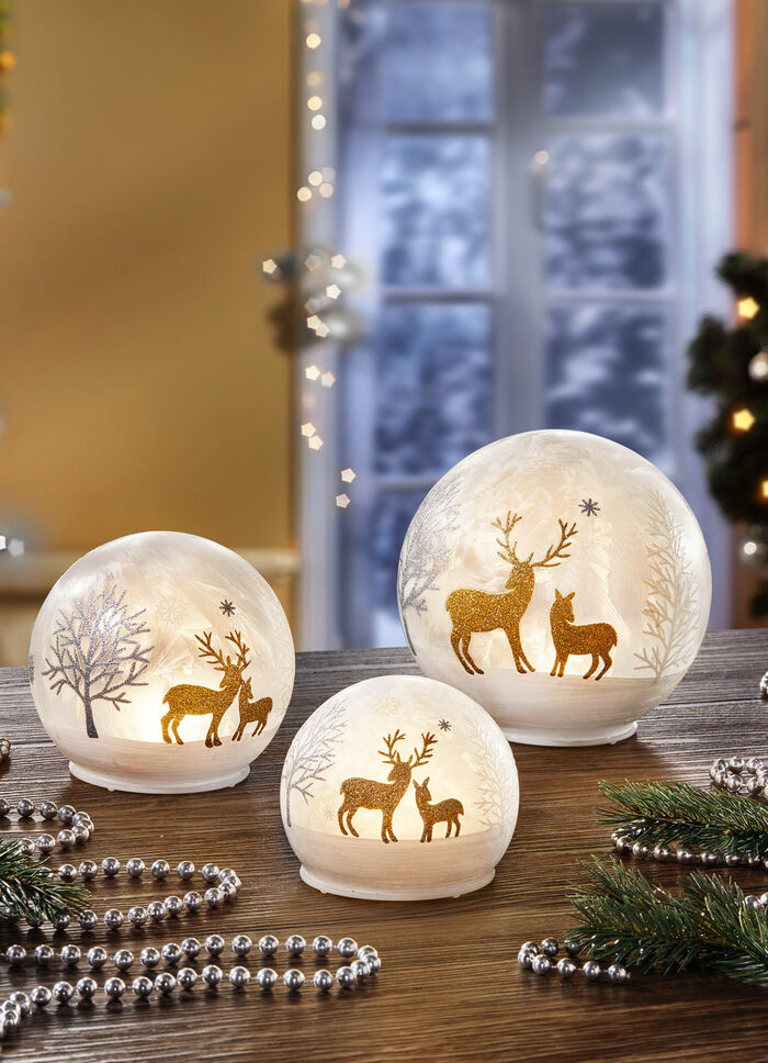 LED-Kugeln aus Glas, 3er-Set 