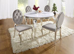 Esstisch mit Glasplatte CHROM-MARMOROPTIK WEISS
