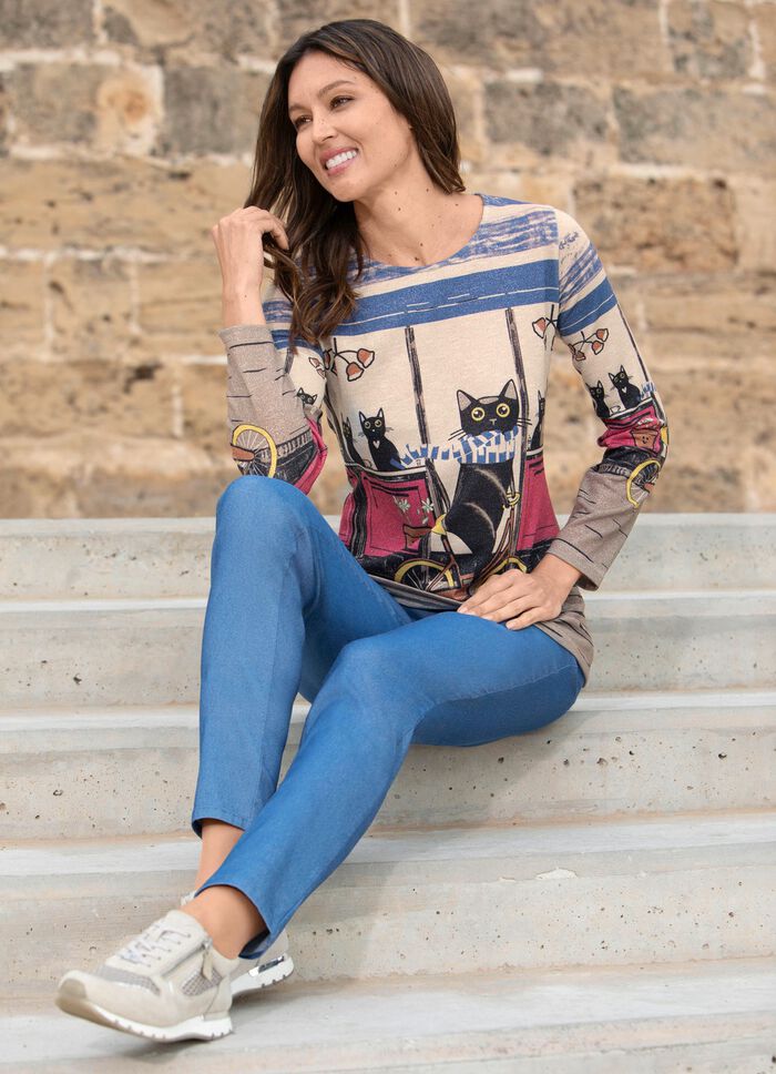 Shirt mit "Katzenmotiv" MULTICOLOR