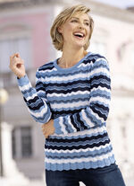 Pullover in Mustermix JEANSBLAU-MARINE-WEISS