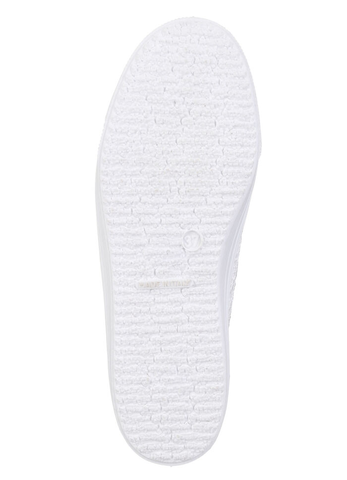 Schnürschuh mit Blüten-Stickerei in Spitzenoptik WEISS