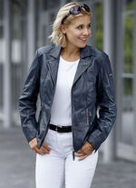 Lederkurzjacke von «Cabrini» DUNKELBLAU