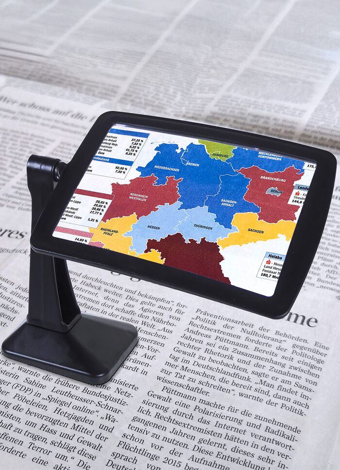 360&deg; drehbare Lupe mit Standfu&szlig; und 3-facher Vergr&ouml;&szlig;erung 