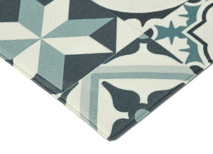 Strapazierf&auml;higer K&uuml;chenl&auml;ufer und -teppich im Fliesen-Design GRAU