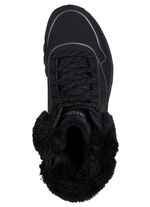 SKECHERS, gef&uuml;tterte Damen-Boots, Winterschuhe, mit flauschigem Pl&uuml;schkragen SCHWARZ