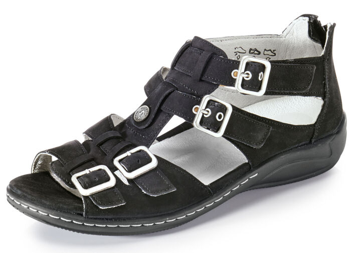 Waldläufer Sandale mit verstellbaren Riemchen SCHWARZ