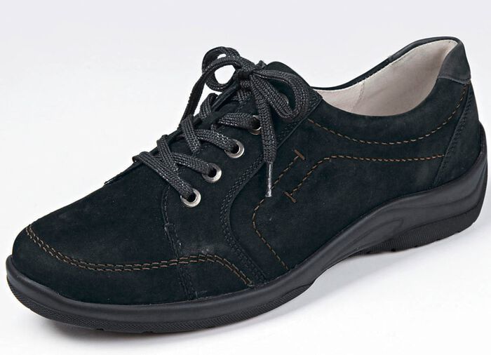 Waldl&auml;ufer, bequeme Damen-Schn&uuml;rschuhe, Weite H, mit herausnehmbarem Fussbett SCHWARZ