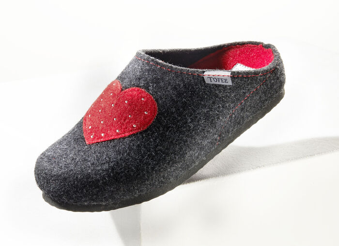 Hausschuh mit Obermaterial aus Wollfilz ANTHRAZIT