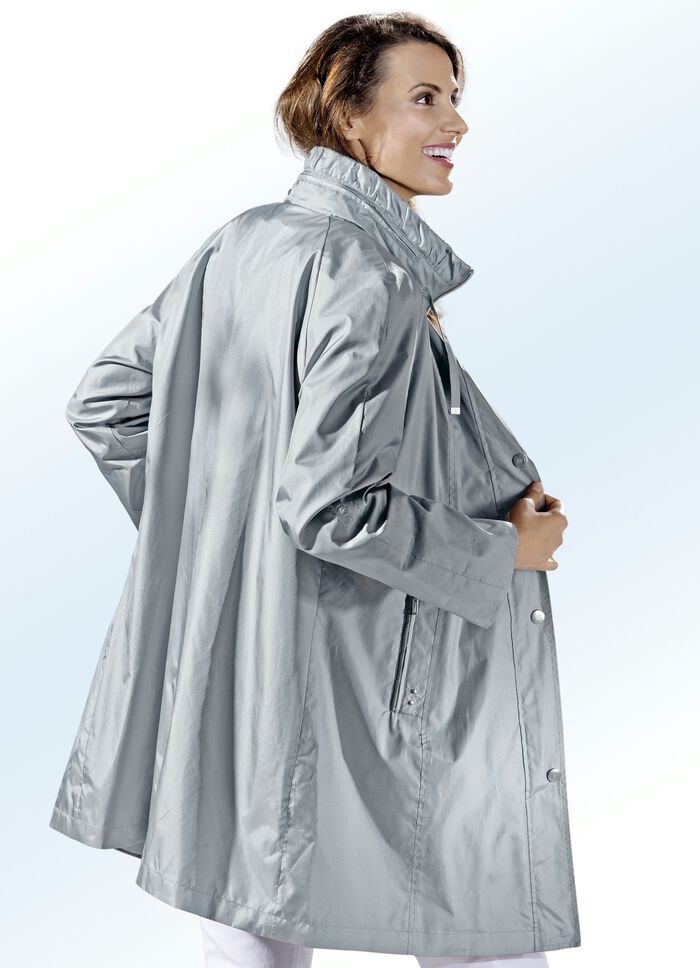 Funktions-Longjacke mit fester, im Kragen integrierter Kapuze 