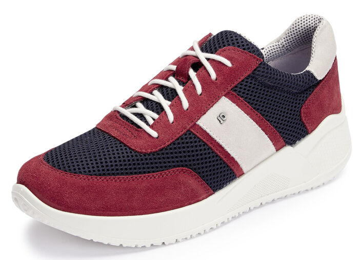 Schn&uuml;rschuh mit Netz-Optik RUBINROT-MARINE-ECRU