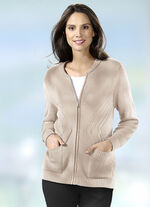 Strickjacke in 2 Farben mit durchgehendem Reissverschluss BEIGE