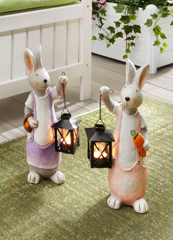 Wetterfeste Hasen mit Laterne 