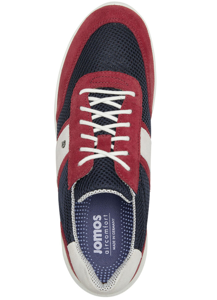 Schn&uuml;rschuh mit Netz-Optik RUBINROT-MARINE-ECRU