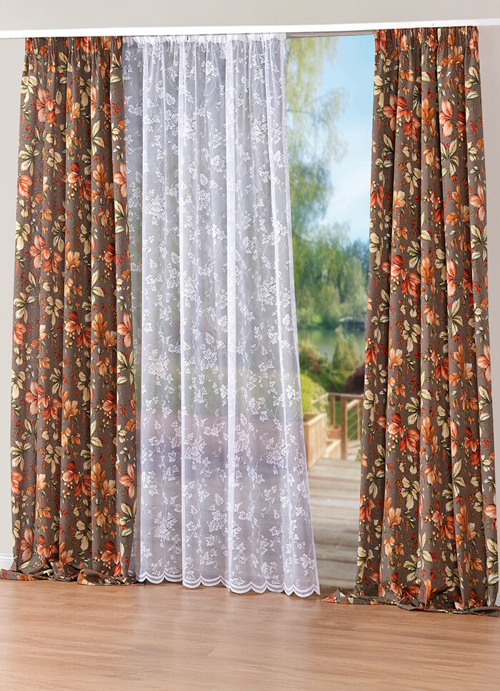 &Uuml;bergardine mit Bl&auml;ttermotiven 