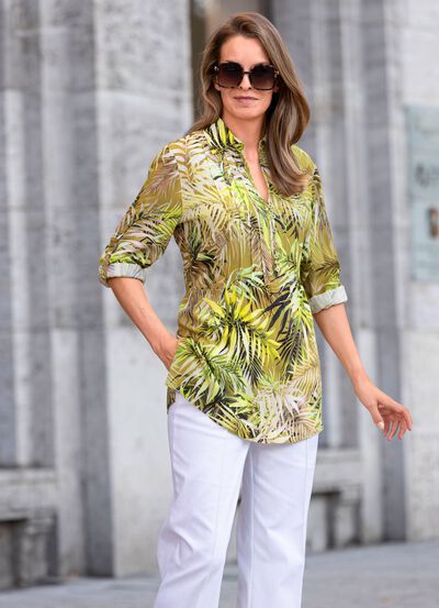 Tunika mit offener Kragenl&ouml;sung 