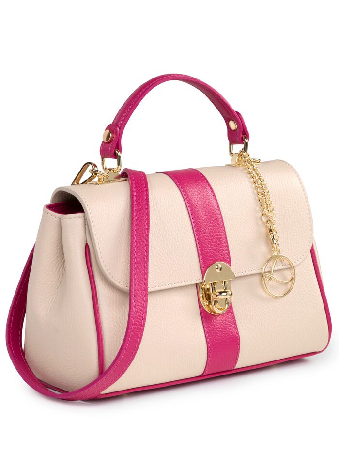 Laurina Tasche aus genarbtem Kalb-Nappaleder BEIGE-PINK