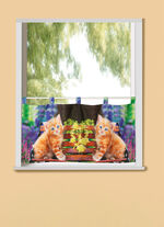 Kurzvorhang K&auml;tzchen mit Schlaufen 