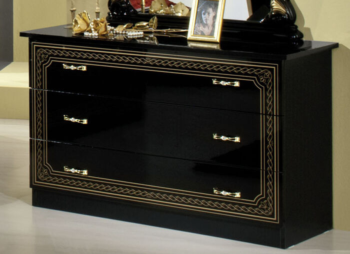 Kommode mit Hochglanz-Oberfläche SCHWARZ-GOLD
