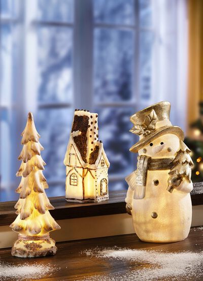 Beleuchtete Deko-Figuren aus Polyresin 