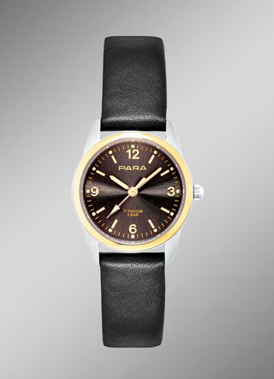 Para-Quartz-Partneruhren mit Lederband 