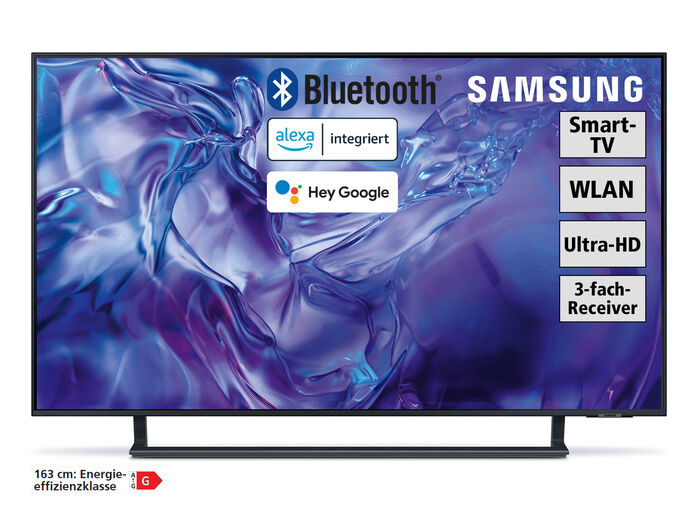 Rahmenloser Samsung 4K-Ultra-HD-LED-Fernseher mit Smart-TV SCHWARZ