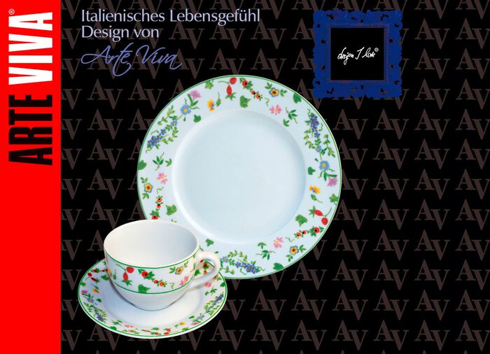 Porzellan-Geschirr Millefiori aus hochwertigem weissen Porzellan 