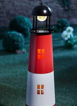 Dekorativer Solar Leuchtturm aus Metall 