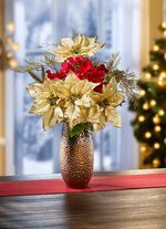 Poinsettia-Gesteck in Vase 