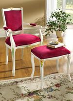 Sitzm&ouml;bel auf massivem Buchenholzgestell ANTIKWEISS-ROT