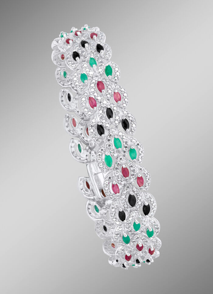 Armband mit Rubinen, Smaragden und schwarzen Safiren 