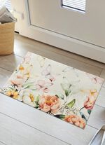 Ansprechende Fussmatte mit Bl&uuml;ten und Schmetterlinge 