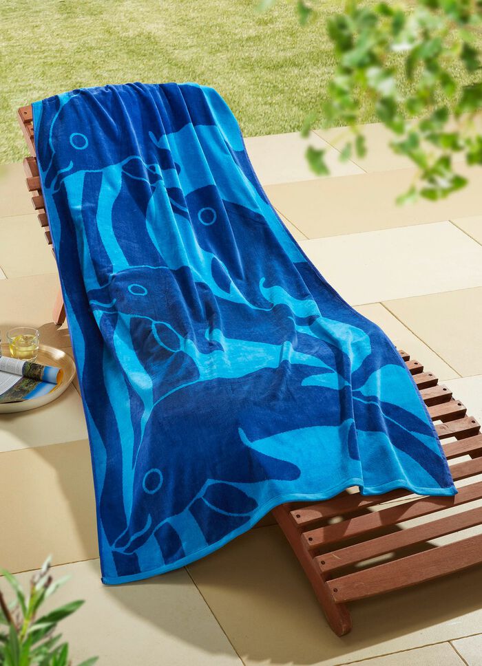 Extragrosses Strandlaken aus reiner Baumwolle BLAU