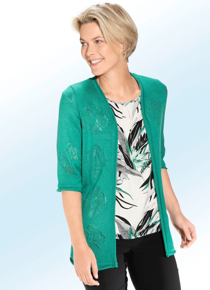 Strickjacke mit Ajourdessin 