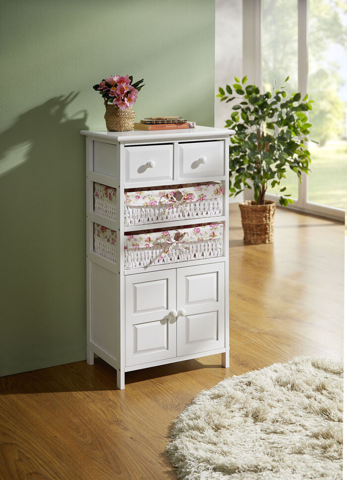 Massivholz Bambus-Kommode WEISS