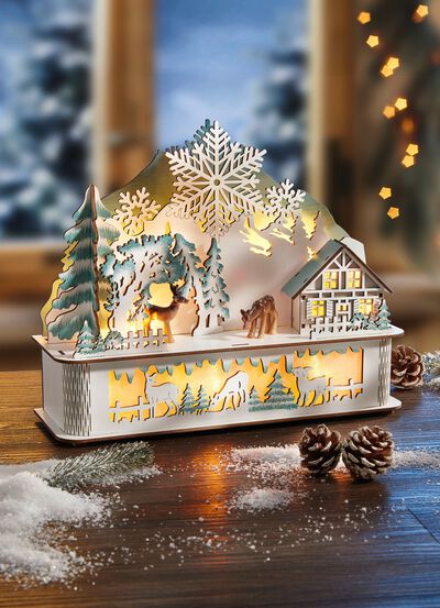 Beleuchtete Holz-Dekoration 