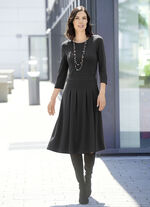 Kleid mit aufspringenden Kellerfalten SCHWARZ