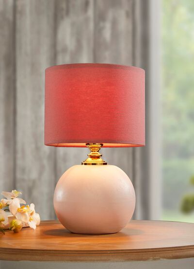 Keramik-Tischlampe mit Textillampenschirm 