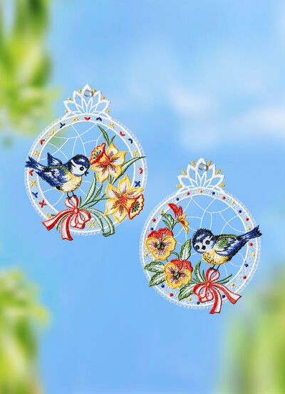 Fensterbilder aus Plauener Spitze im 2er-Set 