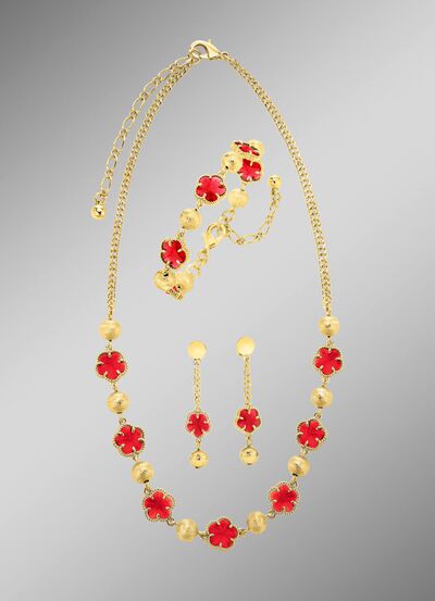 Schmuckset, 3-teilig, im Blumendesign 