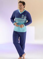 Pyjama mit V-Ausschnitt und Ringeldessin, 