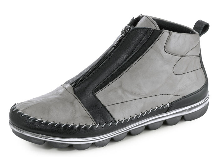 Gemini Mokassin-Bootie mit Knitter-Struktur GRAU-SCHWARZ