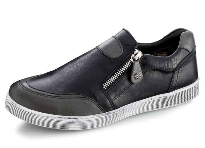 Slipper mit zwei praktischen Seitenrei&szlig;verschl&uuml;ssen SCHWARZ-GRAU