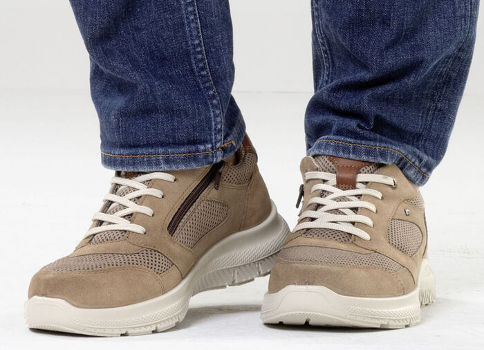 Sportliche Herren-Schn&uuml;rschuhe, Weite H, mit herausnehmbarem Fussbett BEIGE