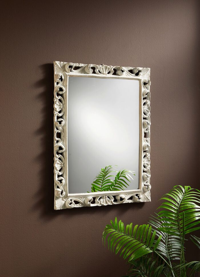 Spiegel mit teilmassivem Rahmen CREME