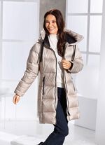 Daunen-Kurzmantel mit fester Kapuze CHAMPAGNER