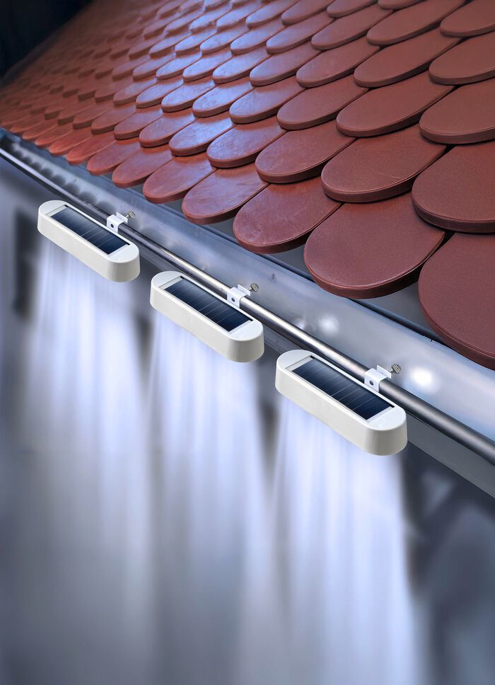 Dachrinnenlampen, 3er Set, mit Halterung aus Stahl 